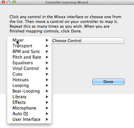 Mixxx Controller Wizard - Mapping a control