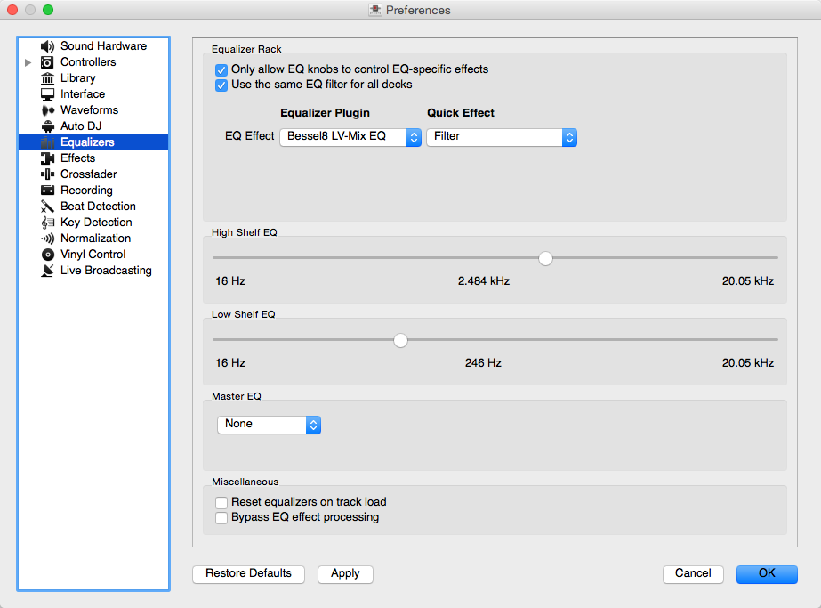 Equalizer Preferences
