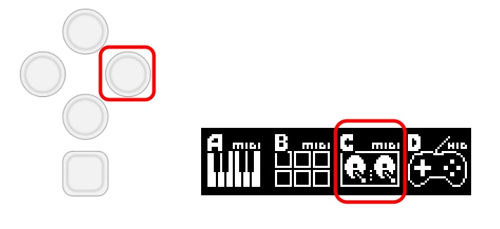 Entering the DJ controller mode on the joyMIDI.